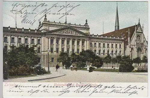 (33509) AK Leipzig, Universität mit Pauliner Kirche, 1909