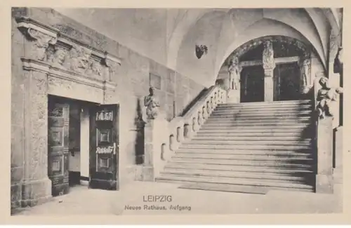 (1596) AK Leipzig, Sachsen, Neues Rathaus, Aufgang vor 1945