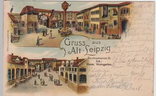 (114838) AK Gruss aus Alt Leipzig, Litho 1902