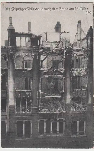 (113714) AK Leipzig, Volkshaus nach dem Brand 1920