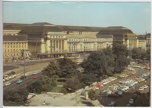 (112391) AK Leipzig, Hauptbahnhof, Straßenbahn, Parkplatz 1988