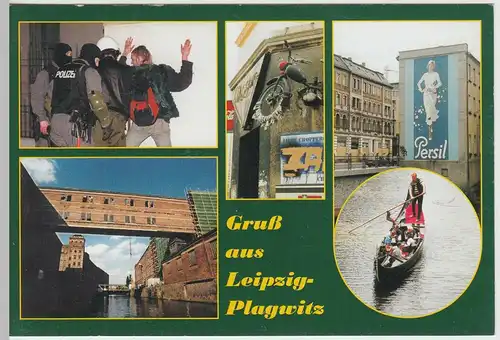 (112258) AK Leipzig Plagwitz, Spinnerei, Chopper, Erich Zeiger Allee, ab 1993