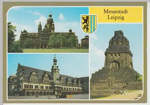 (112229) AK Leipzig, Neues Rathaus, Altes Rathaus, Völkerschlachtdenkmal 1990