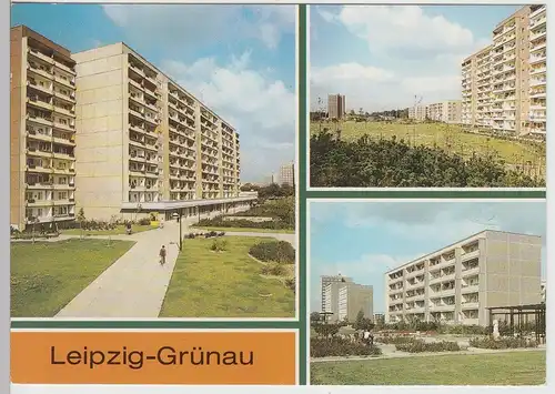 (112204) AK Leipzig Grünau, Salzstraße, Weißendornstraße, Grünauer Allee 1989