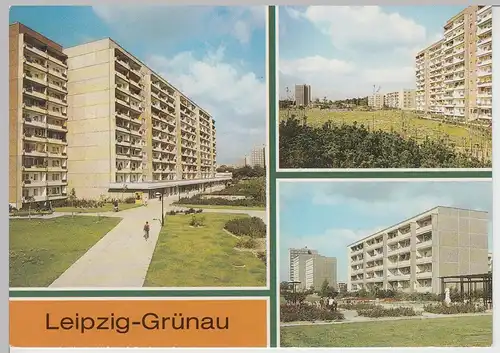 (112203) AK Leipzig Grünau, Salzstraße, Weißendornstraße, Grünauer Allee 1989