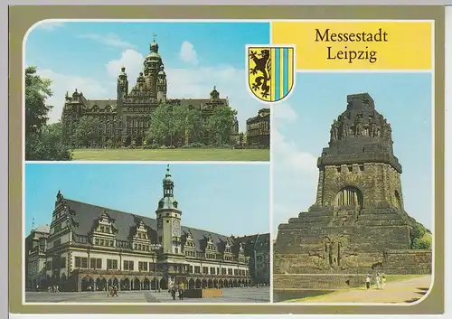 (112201) AK Leipzig, Neues Rathaus, Altes Rathaus, Völkerschlachtdenkmal 1990