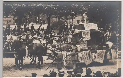 (112151) Foto AK Leipzig, Festzug 500 Jahre Universität, Bücherwagen 1909