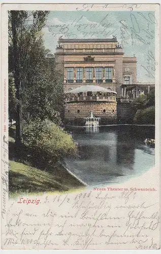 (111865) AK Leipzig, Neues Theater, Schwanenteich 1900