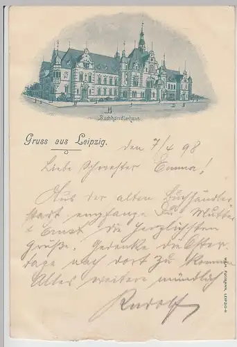 (111863) Künstler AK Gruß aus Leipzig, Buchhändlerhaus 1898