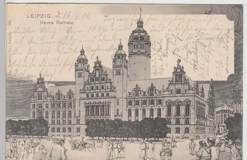 (111856) Künstler AK Leipzig, Neues Rathaus 1901