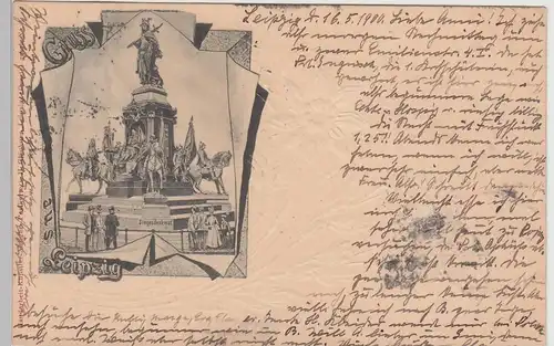 (111853) Künstler AK Gruß aus Leipzig, Siegesdenkmal 1900