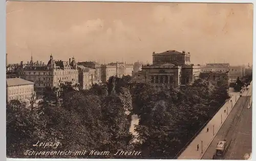 (111849) AK Leipzig, Schwanenteich, Neues Theater, Straßenbahn 1907