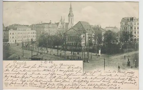 (108849) AK Leipzig, Fleischerplatz, Altes Theater, Reformierte Kirche 1899