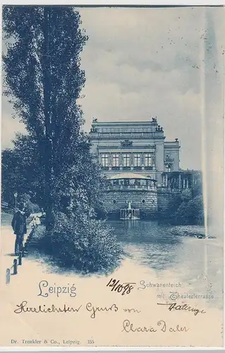 (107085) AK Leipzig, Schwanenteich, Theaterstraße, Neues Theater 1898