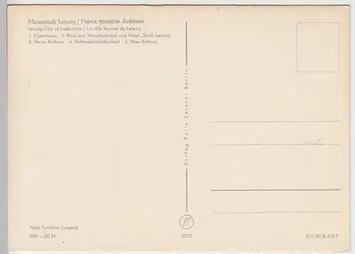 (103014) AK Leipzig, Mehrbildkarte, Oper, Altes Rathaus, Völkerschlachtdenkmal 1