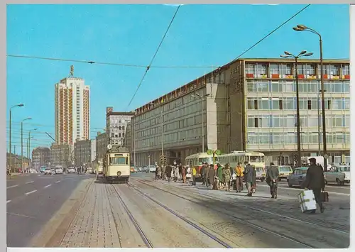 (102991) AK Leipzig, Hauptpostamt, Straßenbahn, Hochhaus Wintergartenstraße 1973