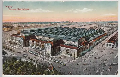 (101217) Künstler AK Leipzig, Hauptbahnhof, ab 1915