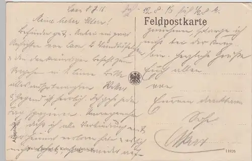 (109267) AK Laon, Kriegslazarett, Infanterie Kaserne, Schule, Feldpost 1916