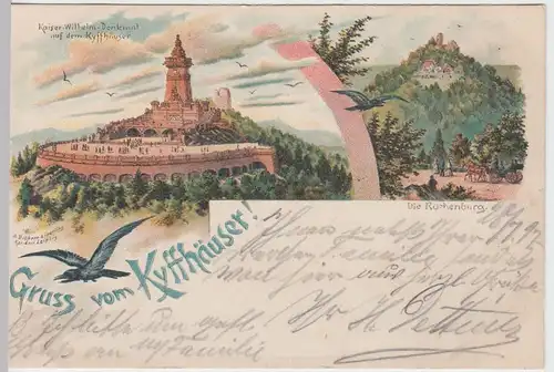 (55437) AK Gruss vom Kyffhäuser, Denkmal, Steinthaleben, Rothenburg 1897