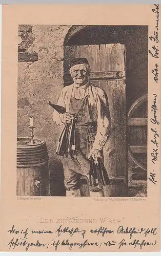 (51613) Künstler AK P. Kraemer: Der zufriedene Wirth, vor 1905, gel. 1912