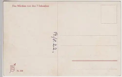 (113953) Künstler AK Die sieben Schwaben, Jokele geh du voran, um 1922