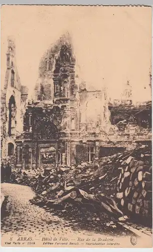 (98485) AK Arras, 1.WK zerstörtes Rathaus, 1.WK 1917