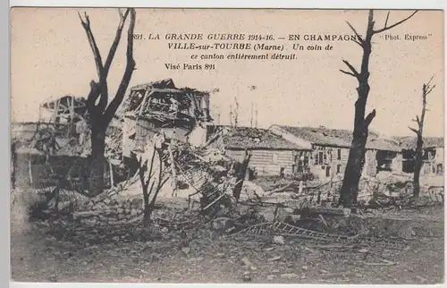 (97818) AK Ville-sur-Tourbe, Un coin de ce canton entièrement détruit, 1917
