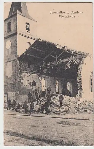 (94479) AK 1.WK Kriegsschauplatz, Jeandelize, zerstörte Kirche, 1916