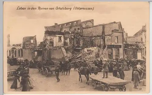 (90711) AK Ortelsburg, Szczytno, 1.WK -Leben in den Ruinen-, 1917