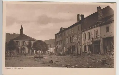 (77847) AK 1. WK, Saales, Elsass, Alsace, Zerstörung im Ort 1915