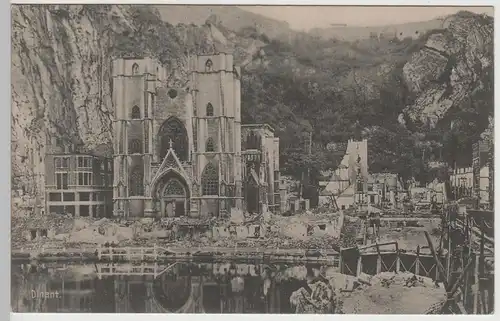 (74455) AK Dinant, zerstörte Stiftskirche Notre-Dame, Feldpost 1915