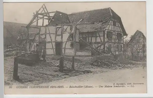 (73952) AK 1. WK, Balschwiller, Alsace, Soldaten, zerstörtes Gebäude 1915