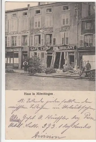 (113284) AK 1. WK, Morhange, Mörchingen, zerstörtes Cafe, Feldpost 1916