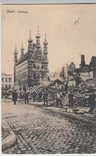 (109004) AK Löwen, Rathaus, zerstörte Gebäude, 1. WK, 1914