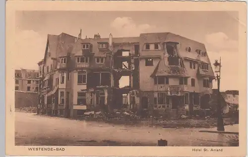 (105566) AK Kriegsschauplatz Westende, zerstörtes Hotel St. Amand, 1916