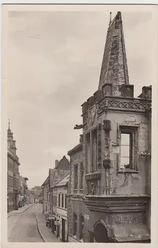 (103813) Foto AK Laun, Louny, zerstörtes Gebäude, Hostinec, Schenke, vor 1945