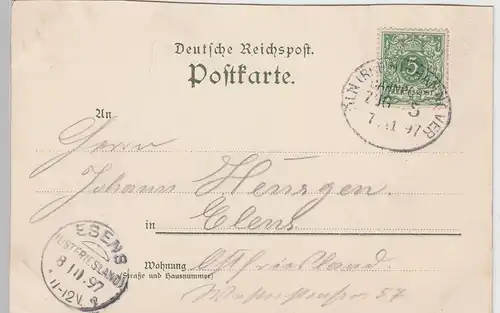 (95226) AK Gruss aus Köln, Dom, Post, Panorama, Litho 1897