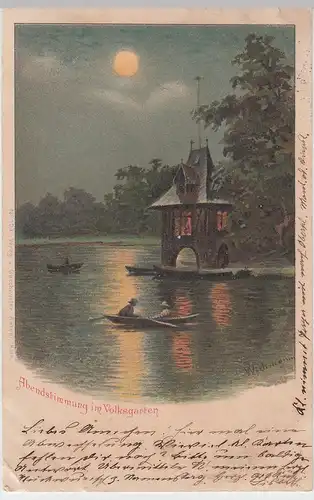 (93910) AK Köln, Abendstimmung im Volksgarten, 1900
