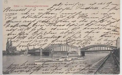 (89995) AK Köln, Hohenzollernbrücke, 1912