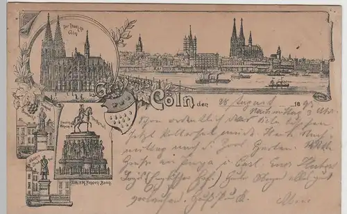 (71442) AK Köln, Mehrbild Vorläufer-Karte 1895