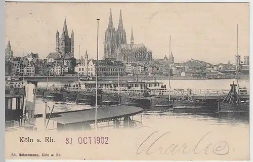 (40942) AK Köln, Panorama m. Pontonbrücke, 1902