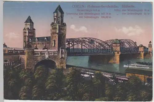 (37288) AK Köln, Hohenzollernbrücke, vor 1945