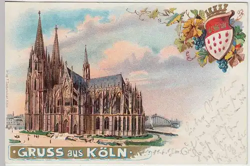 (31434) AK Gruss aus Köln, Dom, Golddruck Litho 1900