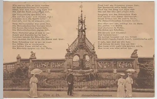 (30918) AK Köln, Heinzelmännchenbrunnen, mit Spruch, 1913