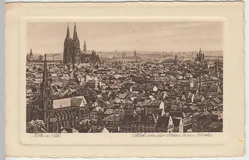 (30103) AK Köln, Panorama, Blick von der Herz-Jesu-Kirche, vor 1945