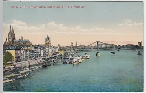 (23358) AK Köln, Rheinpartie, Brückenblick, vor 1945