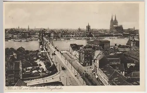 (20938) AK Köln, Deutz, Hängebrücke, vor 1945