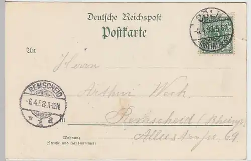 (19391) AK Köln, Hahnentor, Litho 1898