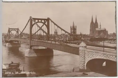 (15002) Foto AK Köln, Hängebrücke, Gr. Sankt Martin, Dom 1926