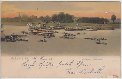 (113952) AK Mülheim, Köln, Gottestracht, Raddampfer, Boote 1905